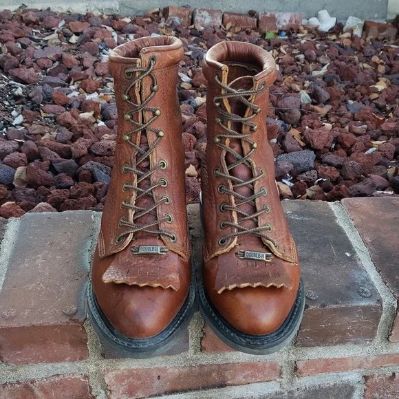 Double H Women's Tan Leather Combat Boots - Picture 2 of 16